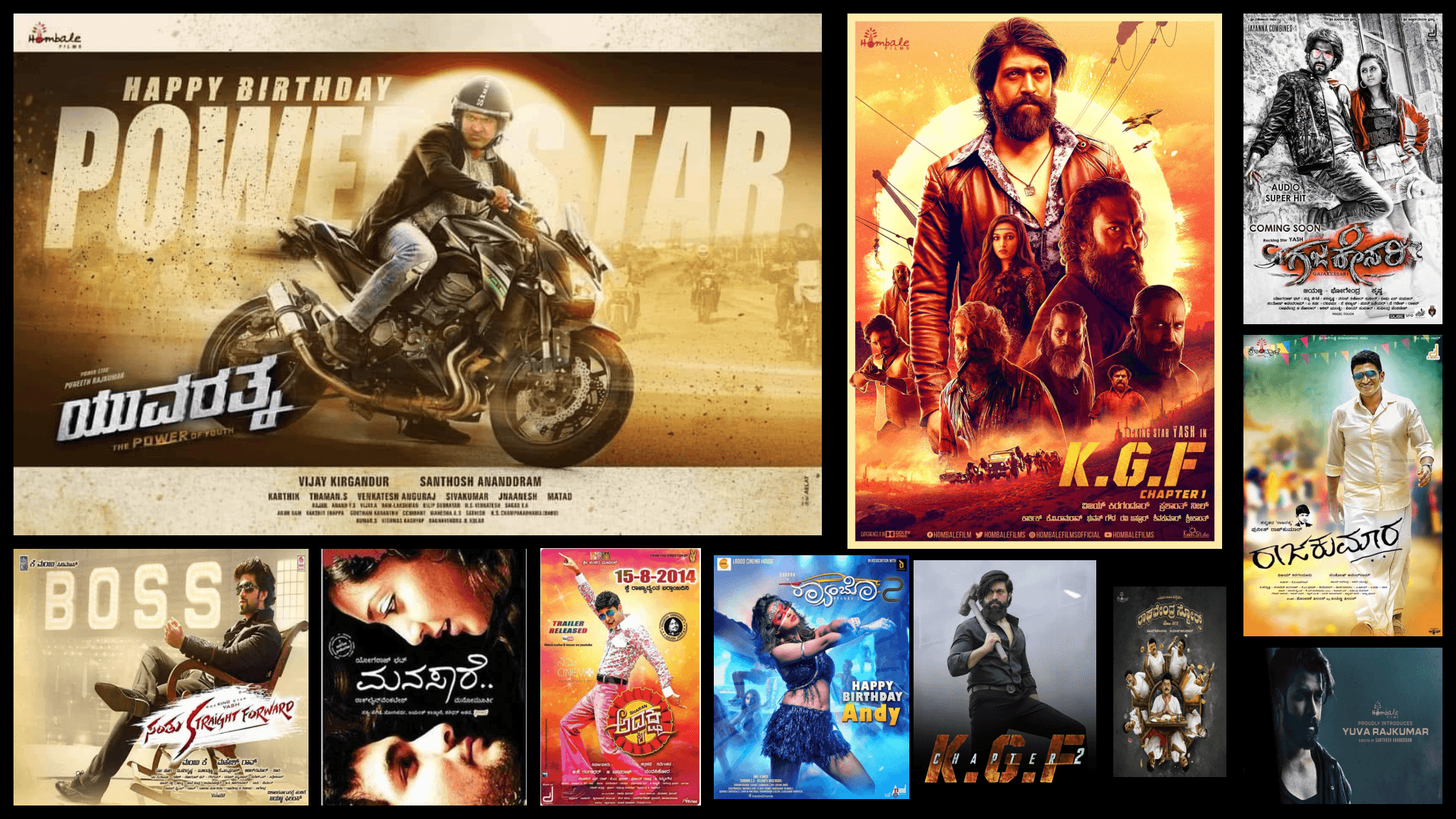 Rocking Star Yash and Kannada film publicity collage
